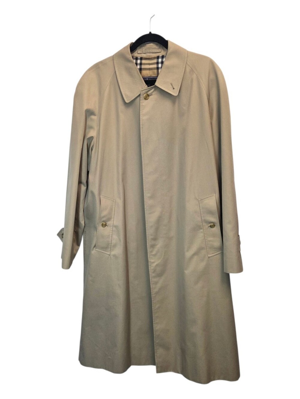 Vintage Burberrys Mens Balmacaan Mac Coat Nova Check Khaki Tan Size Large